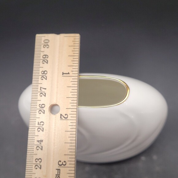 MCM Bud Vase White Swirl 24K Gold Rim Flat Bone China Toyo Elegance Japan Boho - Picture 7 of 16